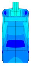 Animation of displacements of the piezoelectric transducer at the first frequency