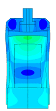 Animation of displacements of the piezoelectric transducer at the second frequency